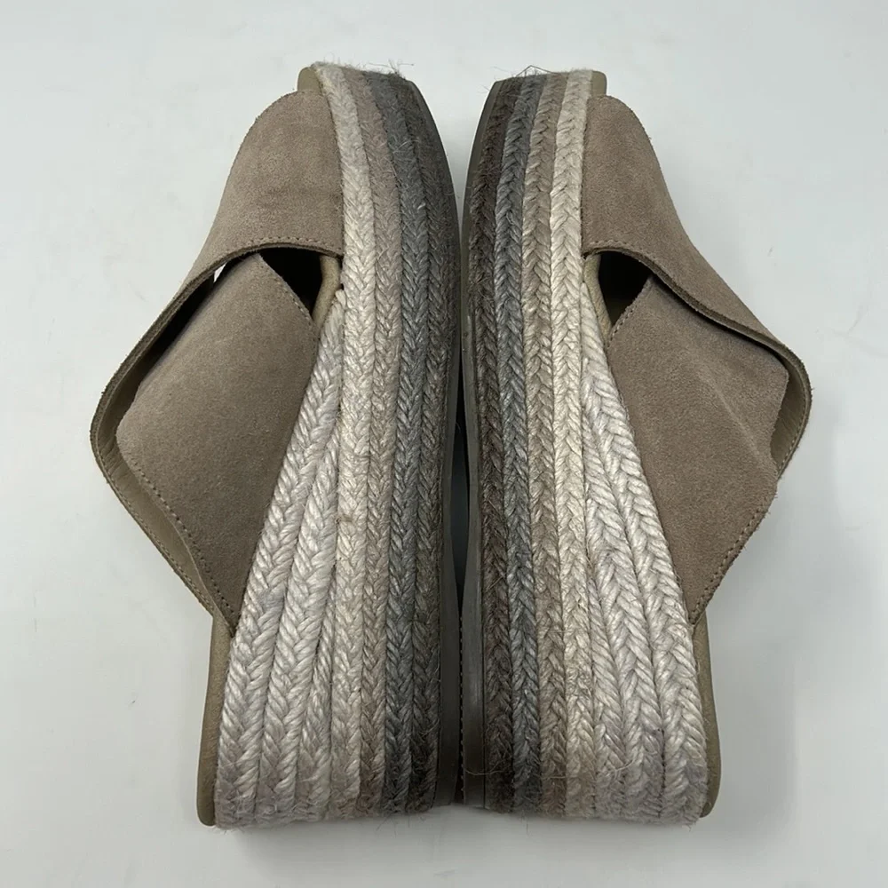 Apaseart Tan Neutral Colored Straw Bottom Platform Sandals Made In Spain Size 37